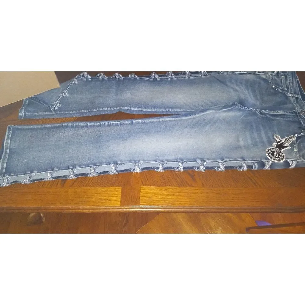 Platinum Plush Cross Me If You Dare Rhinestone Jeans - Picture 7 of 8